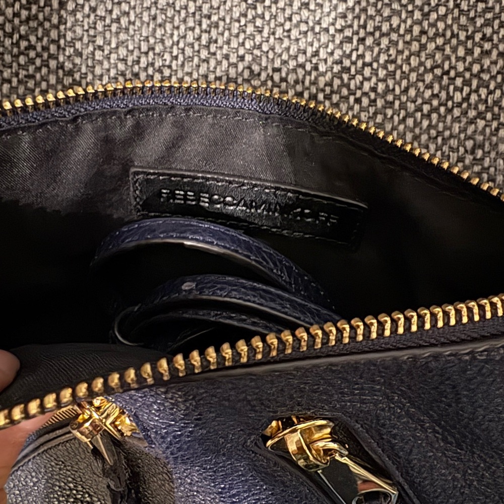 Navy Leather Clutch with Gold Accents - Picture 4 of 4